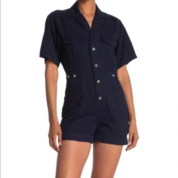 A.L.C. Penny Utility romper Navy blue Size 2 cotton linen tencel lyocell blend - Picture 1 of 6